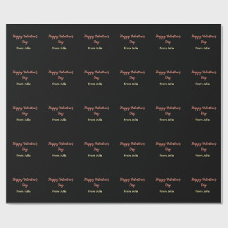 Red black happy Valentine's day from name stylish Wrapping Paper