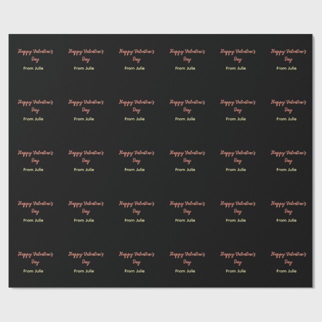 Red black happy Valentine's day from name stylish  Wrapping Paper (Flat)