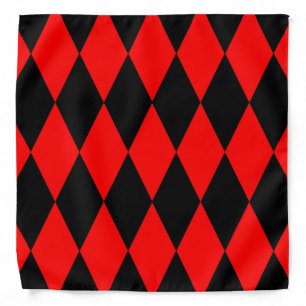 Red Black Harlequin Diamonds Checkers Design Bandana