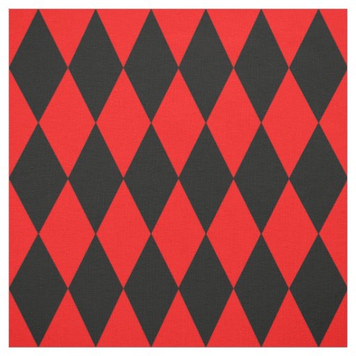 Red Black Harlequin Diamonds Checkers Design  Fabric