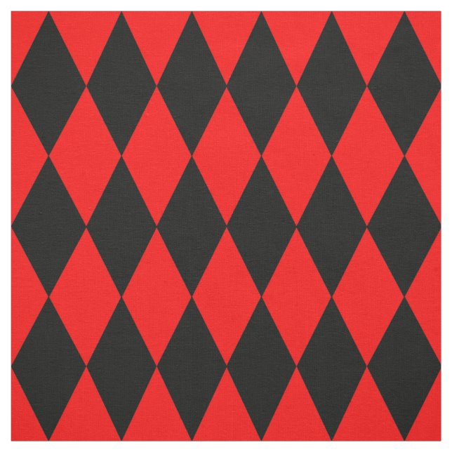 Red Black Harlequin Diamonds Checkers Design  Fabric (Swatch)