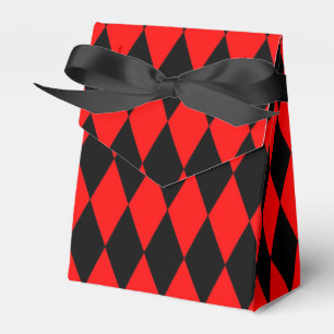 Red Black Harlequin Diamonds Checkers Design Favor Boxes