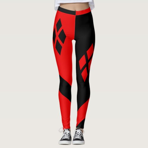 Red  Black Harlequin Leggings