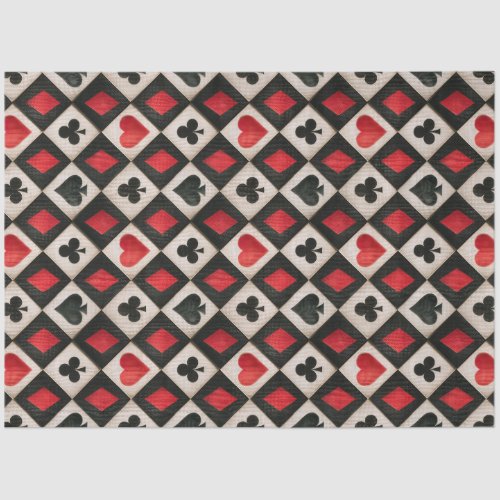 Red Black Harlequin Playing Card Diamonds Alice Tissue Paper