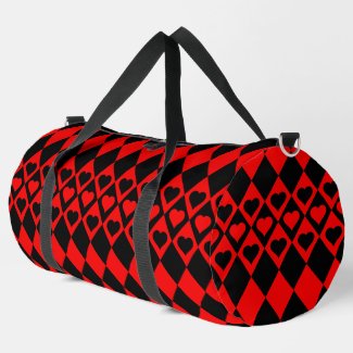 Red & Black Harlequin with Hearts