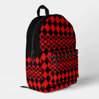 Red & Black Harlequin with Hearts 