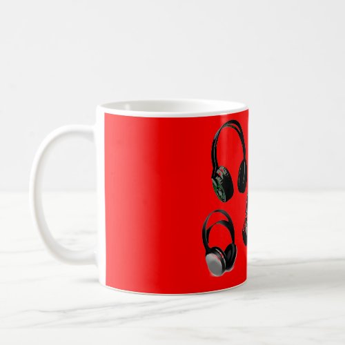 Red Black Headphone Silhouettes Pop Art Coffee Mug