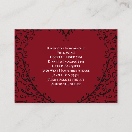 Red  Black Heart Gothic Wedding Enclosure Card