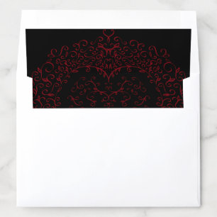 Red & Black Heart Gothic Wedding Envelope Liner