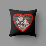 Red/Black Heart Photo Frame Custom Pillow