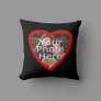 Red/Black Heart Photo Frame Custom Pillow