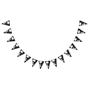 Red Black Heart Swirls Gothic Wedding Bunting Flags
