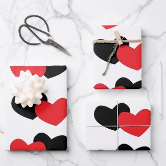 Red Black Hearts Happy Valentine's Day