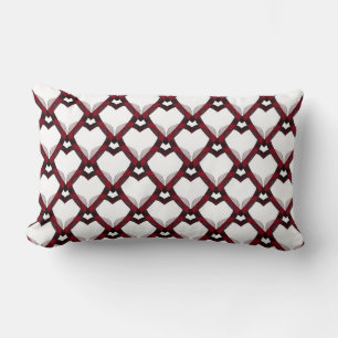 Red Black Hearts Lumbar Pillow