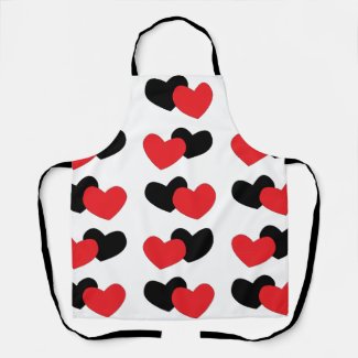Red Black Hearts Pattern Cute Modern Kitchen