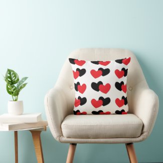 Red Black Hearts Valentines Day Pattern