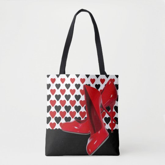 red heels and bag