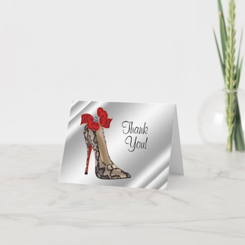 Red Black High Heel Shoe Thank You Cards