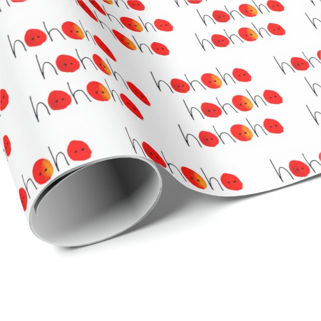 Red & Black Ho Ho Ho Hand-painted Christmas Wrapping Paper (Roll Corner)
