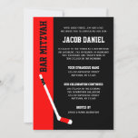 Red Black Hockey Bar Mitzvah Invitations<br><div class="desc">Modern red and black hockey themed Bar Mitzvah invitations. Easily personalize for your event.</div>