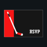 Red Black Hockey Bar Mitzvah RSVP<br><div class="desc">Modern red and black hockey themed Bar Mitzvah RSVP response card.</div>