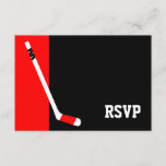 Red Black Hockey Bar Mitzvah RSVP<br><div class="desc">Modern red and black hockey themed Bar Mitzvah RSVP response card.</div>
