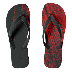Red Black Horse Mane Abstract Pair Flip Flops