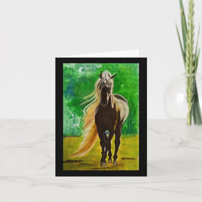 Red Black Horses Horseback Riding Horse Lovers Flo Card (Front)
