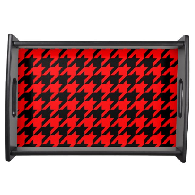 Red Black Houndstooth Check Serving Tray (Front)