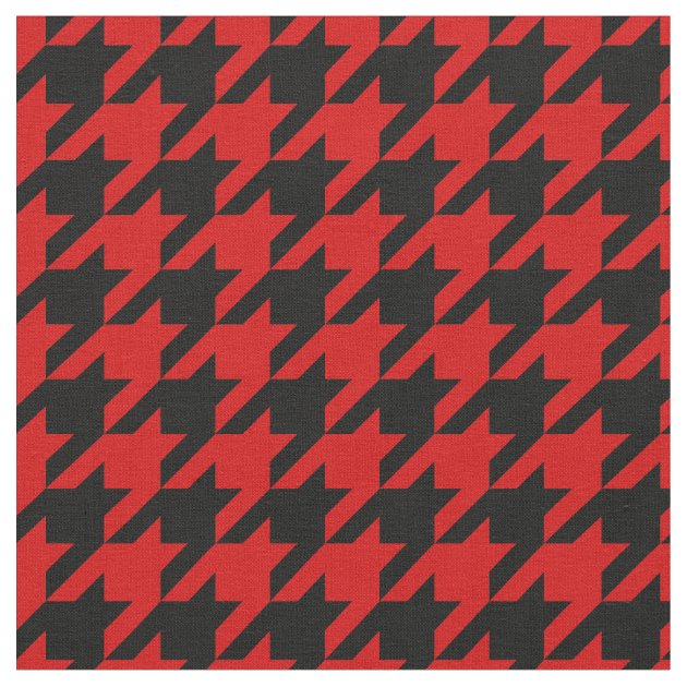 Red, Black Houndstooth Pattern #2M Fabric | Zazzle