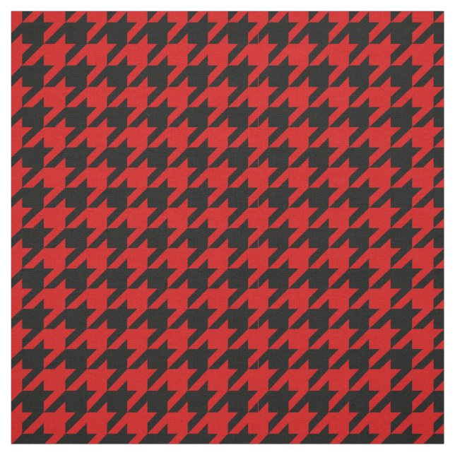 Red, Black Houndstooth Pattern #2M Fabric (Swatch)