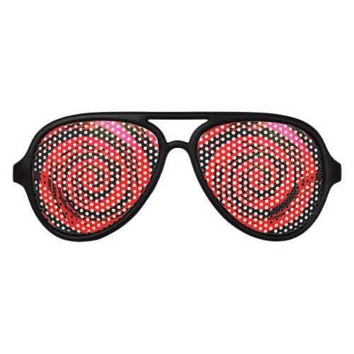 Red  Black Hypnotic Swirl Art Aviator Sunglasses