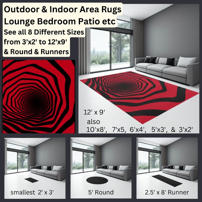 Red Black Hypnotic Swirl Optical Illusion, Area Rug (Creator Uploaded)