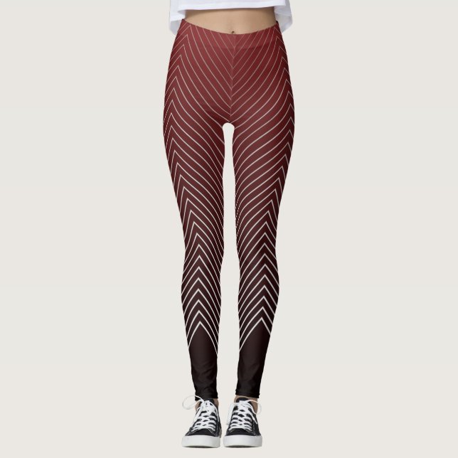 Red Black Illusion Yoga Leggings (Front)