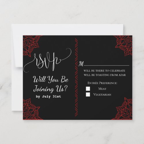 red black Indian Wedding RSVP Card