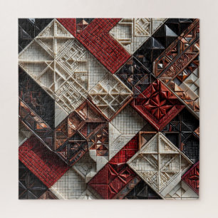 Red Black Ivory Micro Mosaic 3D Geometric Jigsaw Puzzle