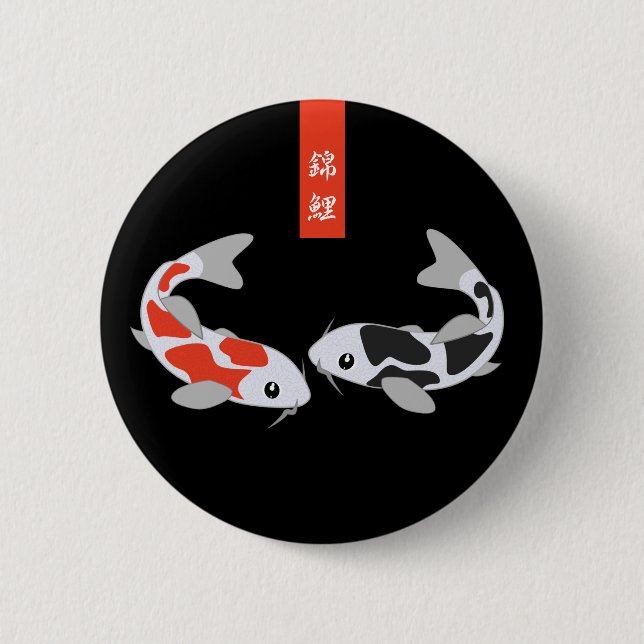 Red & Black Koi Fish Button (Front)