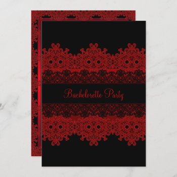 Red & Black Lace Bachelorette Party Invite by ExclusiveZazzle at Zazzle