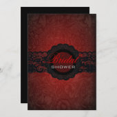 Red Black Lace Gothic Bridal Shower Invitation (Front/Back)