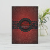Red Black Lace Gothic Bridal Shower Invitation (Standing Front)