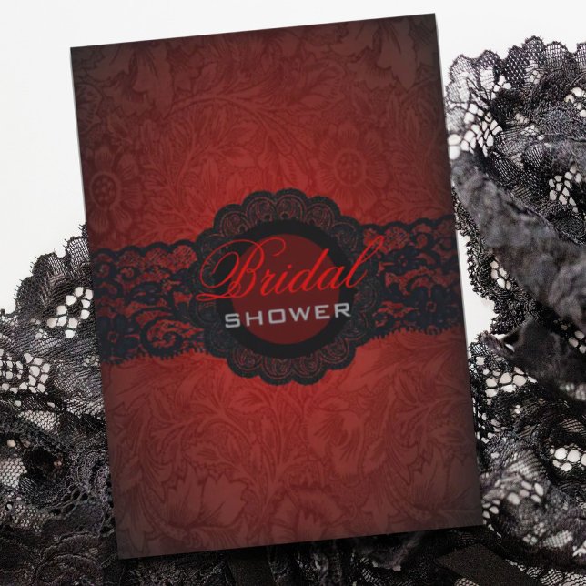 Red Black Lace Gothic Bridal Shower Invitation (Red Black Lace Gothic Bridal Shower Invitation)