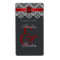 Red & Black Lace Jeweled Wedding Wine Label