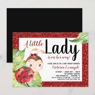 Red Black Ladybug Baby Shower Invitation