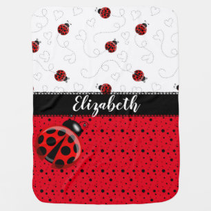 Red Black Ladybug Bug Insect Ladybird Beetles Name Baby Blanket