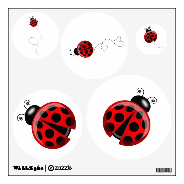 Red Black Ladybug Bug Insect Ladybird Beetles Wall Sticker (Front)