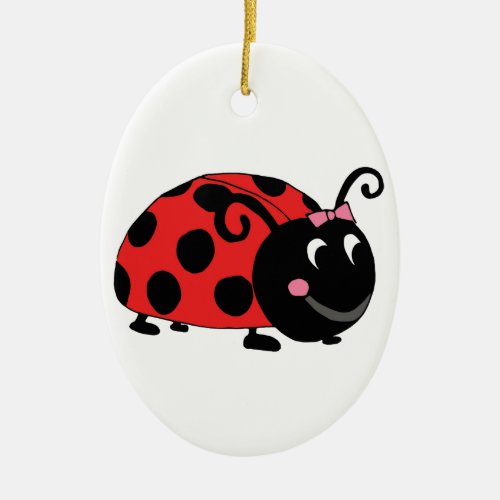 Red Black Ladybug Ceramic Ornament