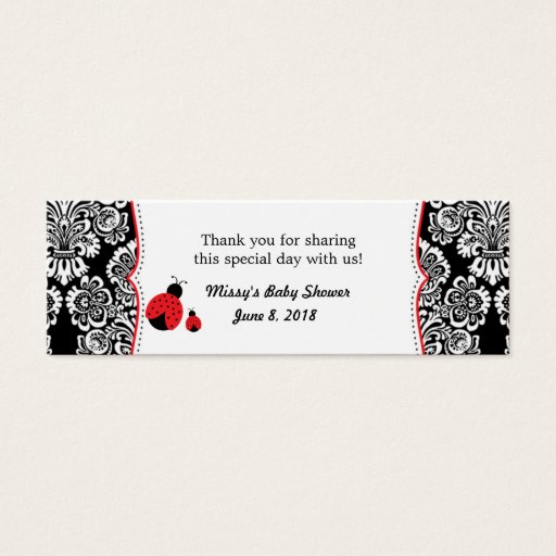 Customizable Red Black ladybug damask baby shower favor tag Business Card Templates