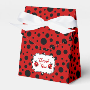 Red Black Ladybug Frame Polka Dots Birthday Thanks Favor Boxes