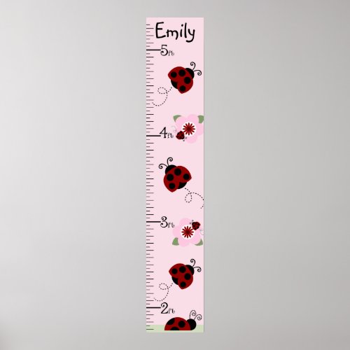 Red  Black Ladybugs Growth Chart Keep at 8x44