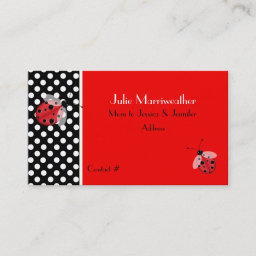Customizable Red & Black Ladybugs Mommy Calling Card Business Cards